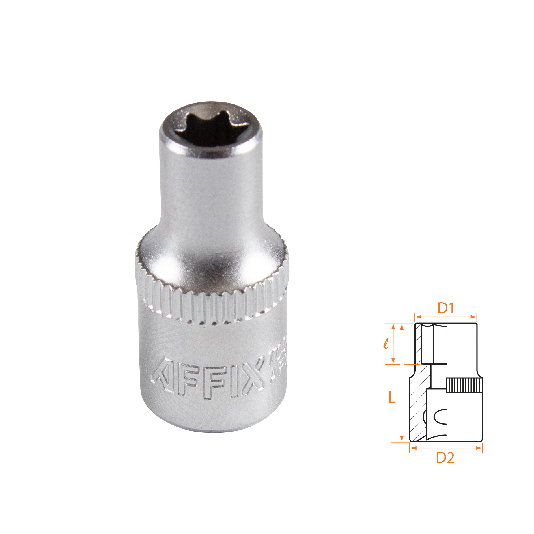 Изображение товара Торцевая головка Torx (e-профиль) Affix AF00023006 1/4 дюйма 6 мм