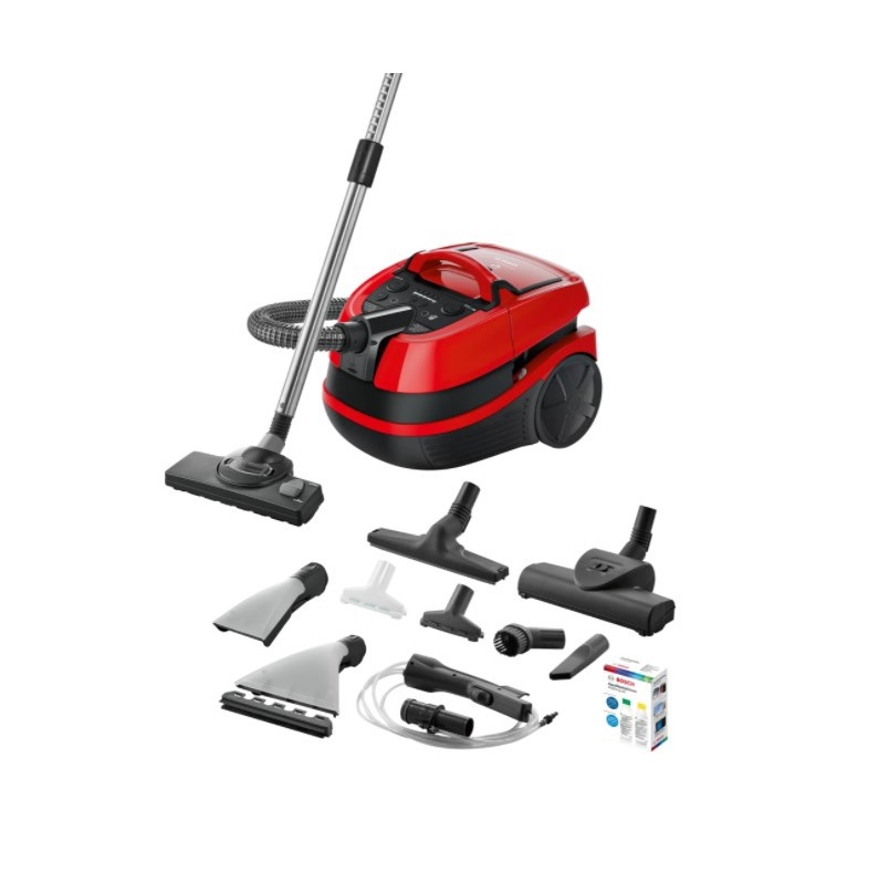 Изображение товара Пылесос с контейнером с влажной уборкой Bosch Bwd421pet 2100 Вт 1.5 л цвет красный Изображение товара Пылесос с контейнером с влажной уборкой Bosch Bwd421pet 2100 Вт 1.5 л цвет красный