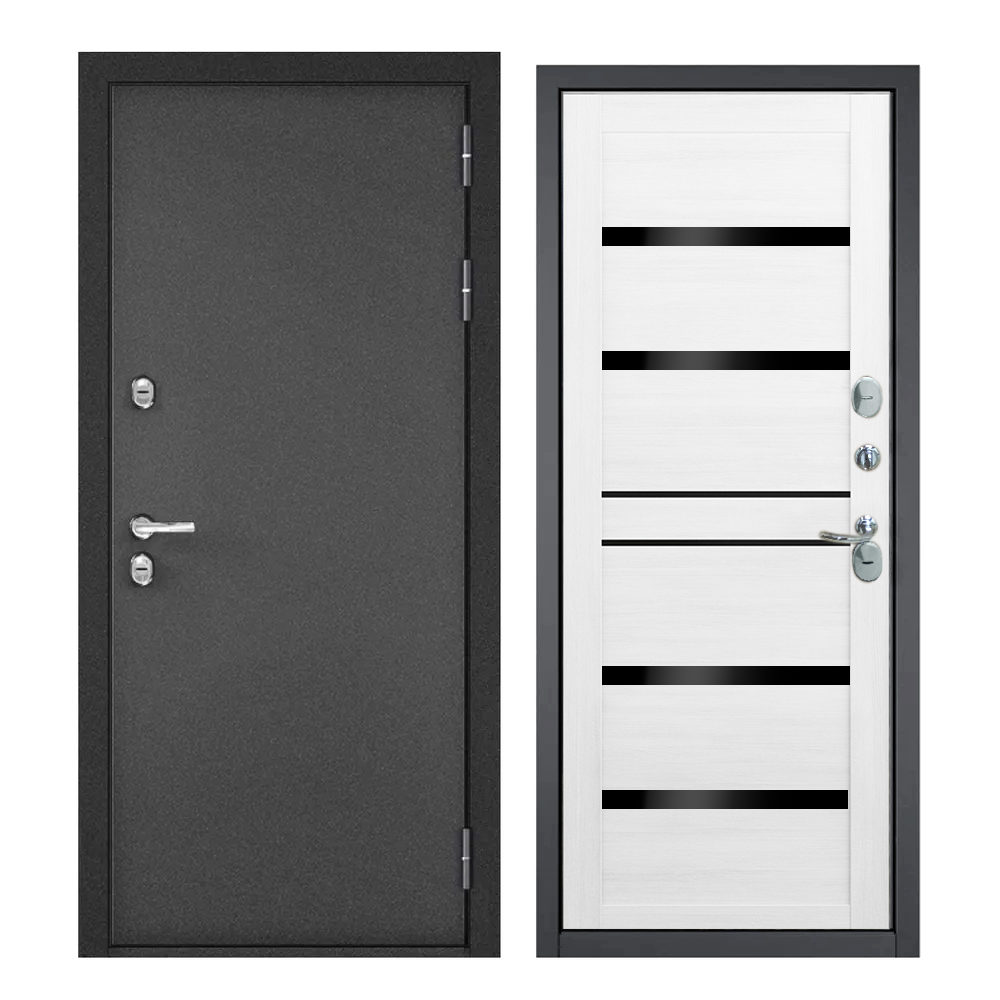 Изображение товара Входная дверь Buldoors Termo Царга правый 205x96см букле графит/арктик белый