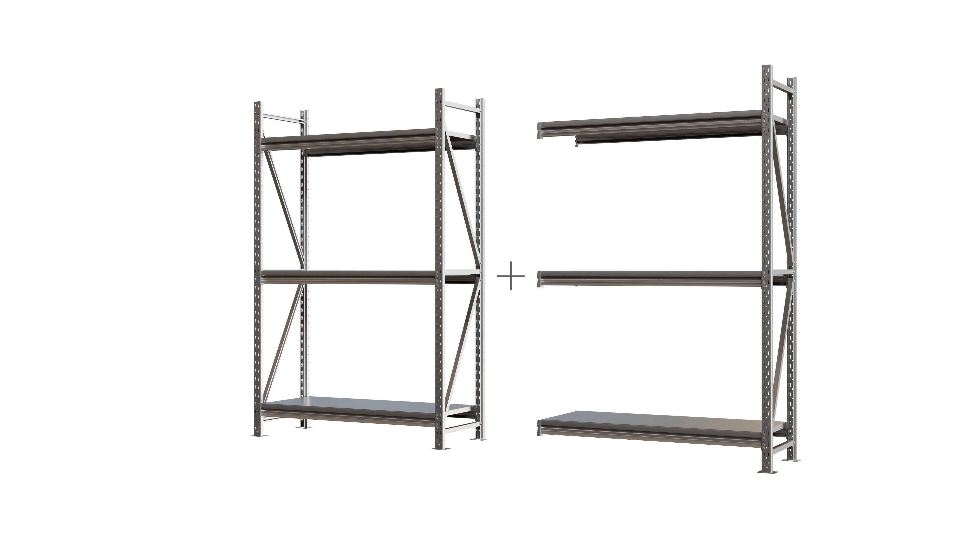 Изображение товара Стеллаж металлический Ironmebel 3 яруса 260x200x50 см нагрузка до 450 кг металл цвет серый