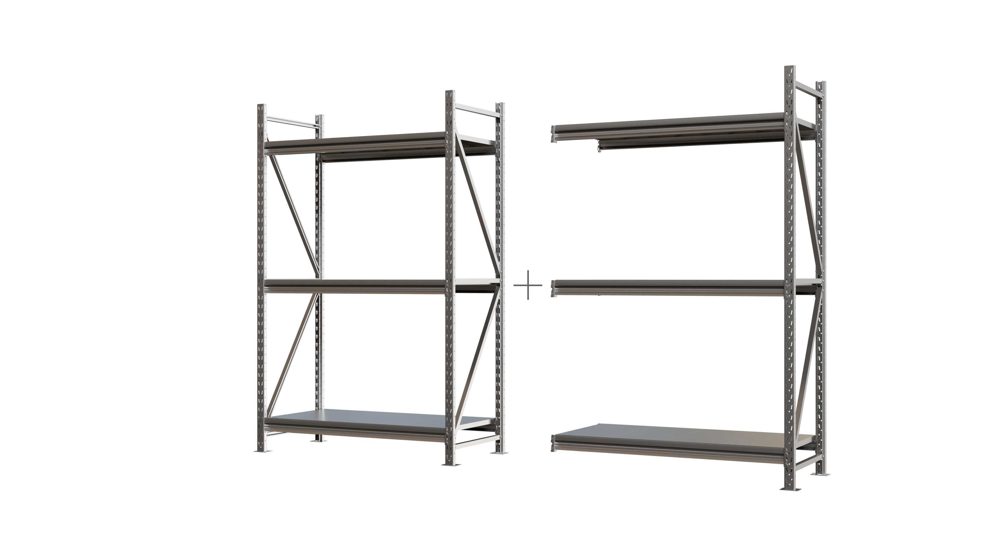 Изображение товара Стеллаж металлический Ironmebel 3 яруса 260x200x60 см нагрузка до 450 кг металл цвет серый