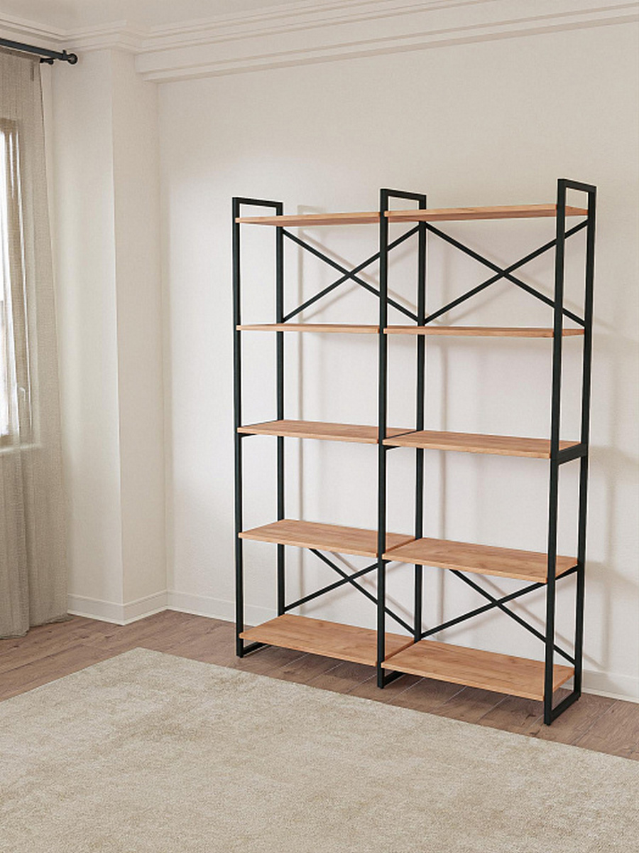 Изображение товара Стеллаж двойной Ridberg Chicago 5 полок 130x180x31 см металл цвет дуб