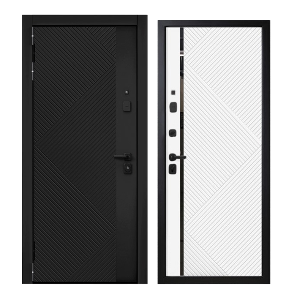 Изображение товара Входная дверь Buldoors 90 РР Техно левый 205x96см цвет черная шагрень/веллюто бьянко