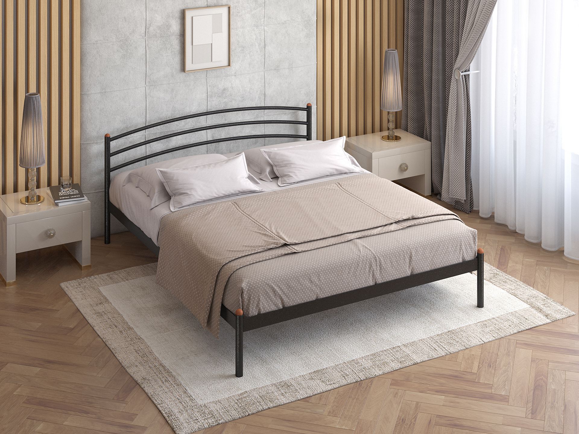 Изображение товара Кровать Стиллмет Эко 200х140 см черная с металлическим основанием