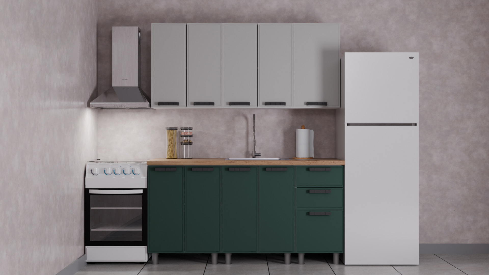 Изображение товара Кухня Магнолия Аленушка 00-00240868 160x216x60 см ЛДСП цвет зелено-желтый