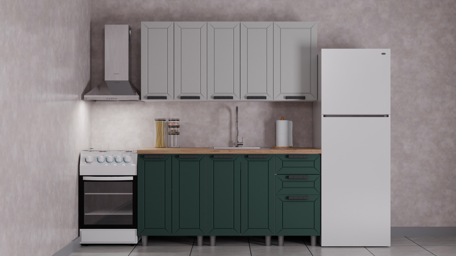 Изображение товара Кухонный гарнитур АЛЕНУШКА Лилия 160x216 см, зелено-желтый