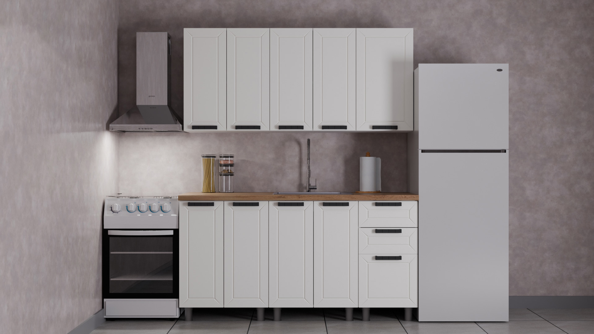 Изображение товара Кухня Лилия Аленушка 00-00240856 160x216x60 см ЛДСП цвет белый