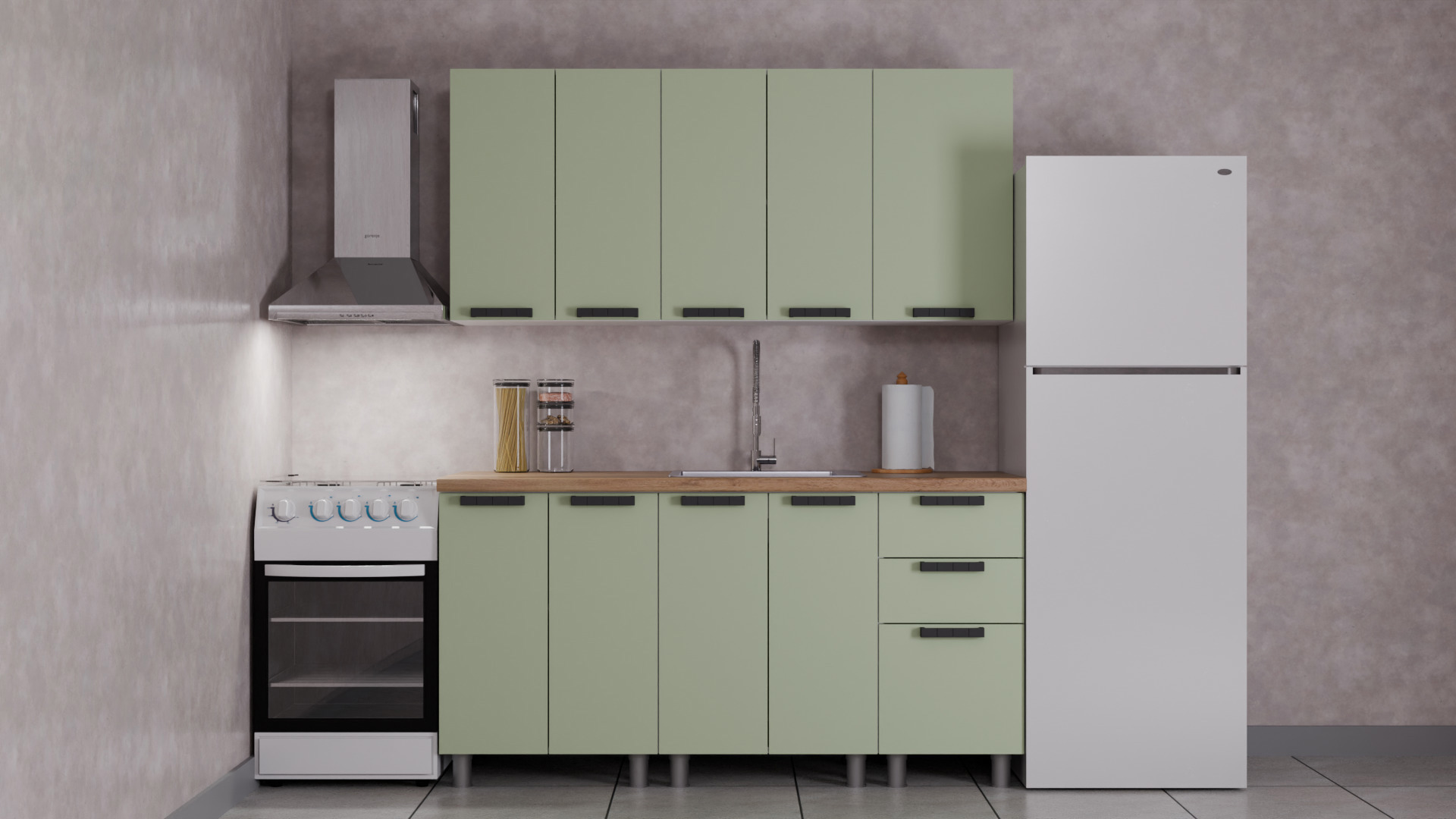 Изображение товара Кухня Лаванда Аленушка 00-00232030 160x216x60 см ЛДСП цвет оливковый