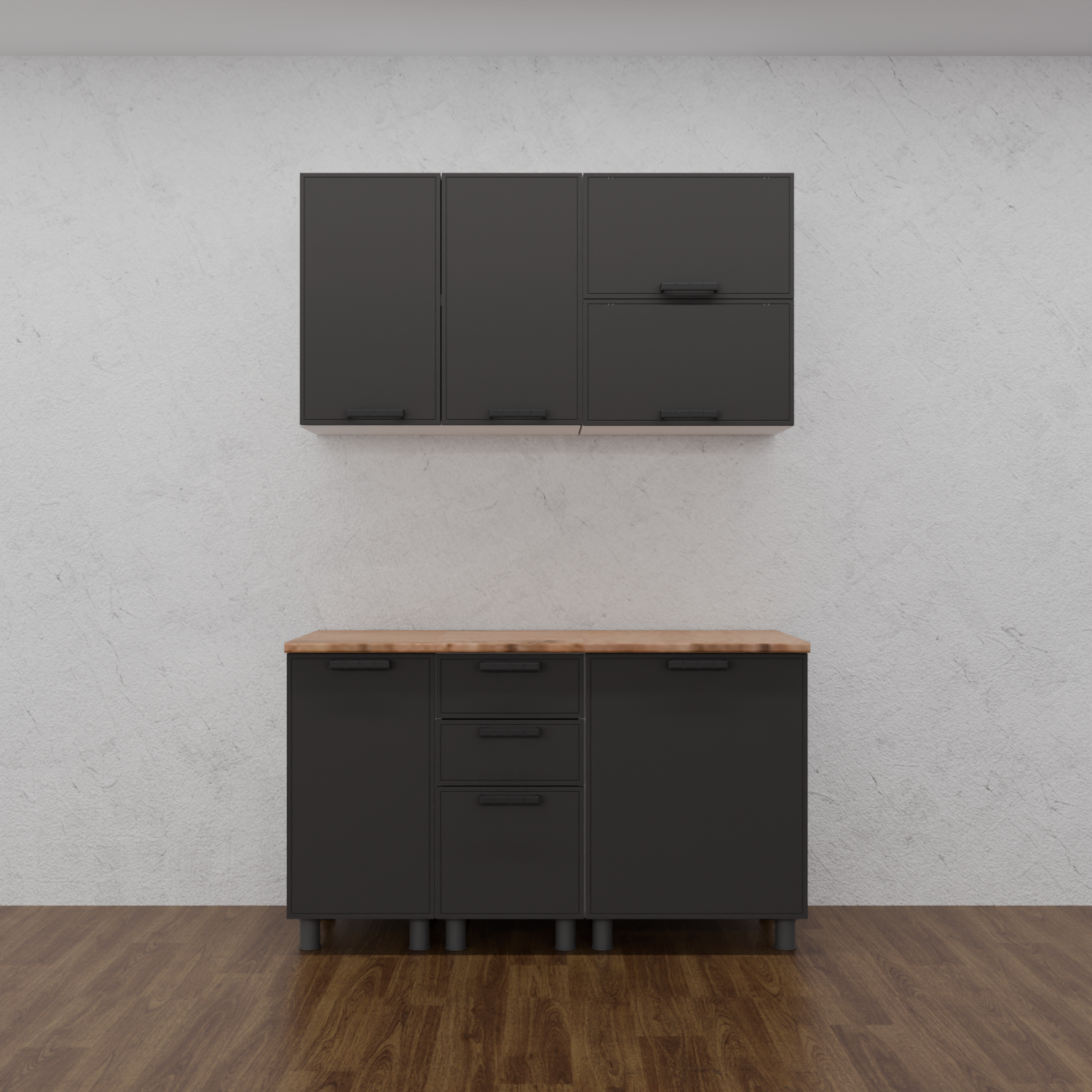 Изображение товара Кухня Магнолия Аленушка Н00240119 140x216x60 см ЛДСП цвет темно-серый