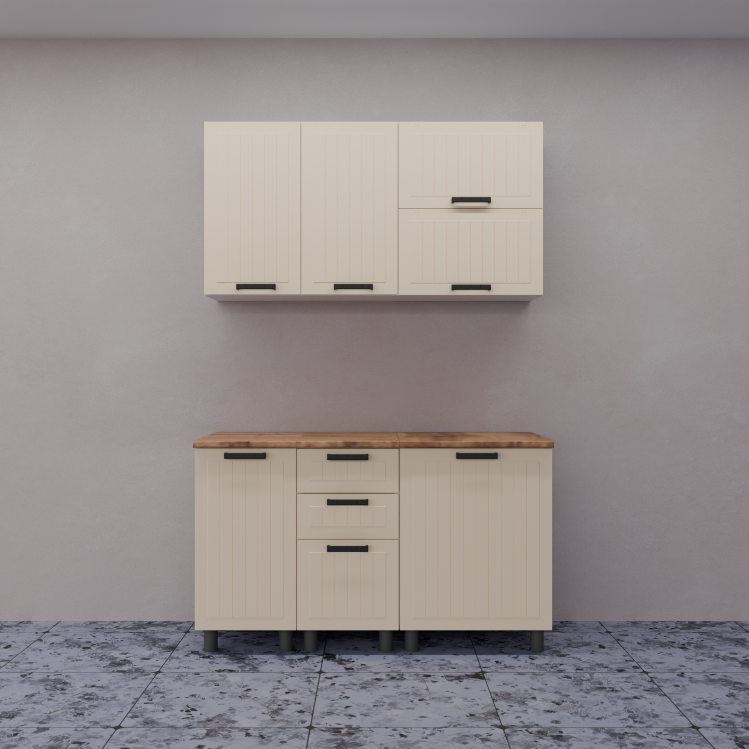 Изображение товара Кухня Орхидея Аленушка Н00231190 140x216x60 см ЛДСП цвет кремовый