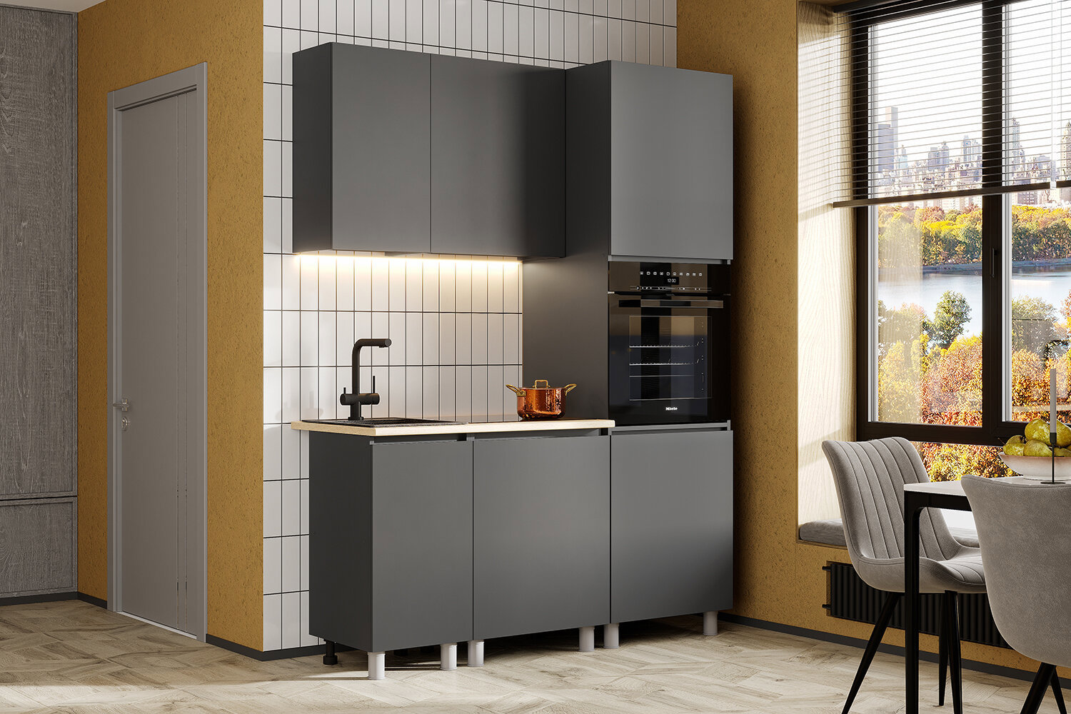 Изображение товара Кухня Денвер Арника Н14471230 160х217 см ЛДСП графит Россия