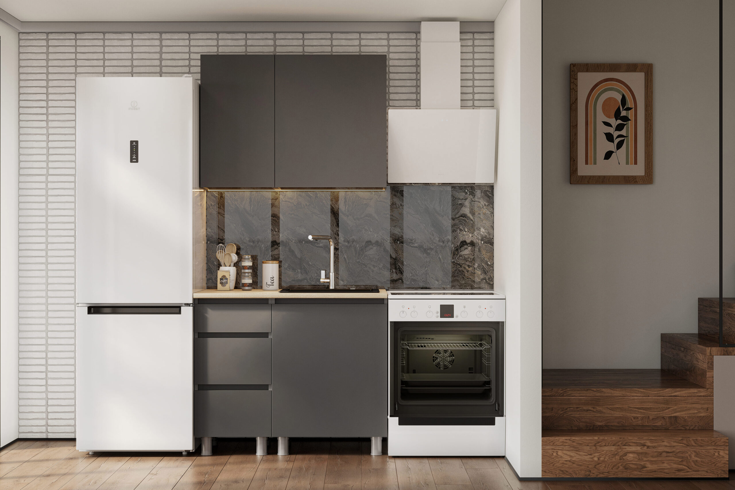 Изображение товара Кухня Денвер Арника 00-00263000 100x217x60 см ЛДСП цвет графит