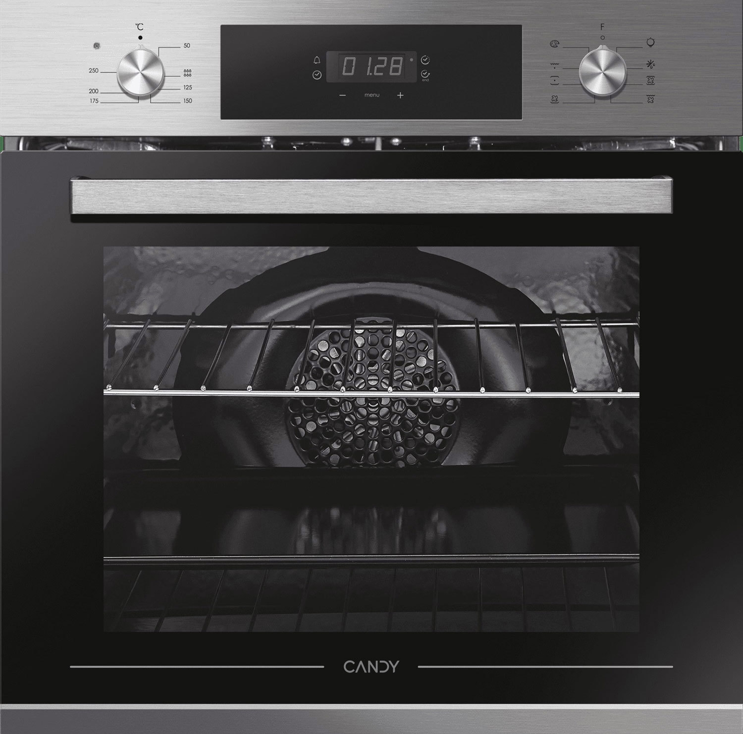 Изображение товара Встраиваемый духовой шкаф Candy FCT615XRU 59.5х59.5х56.7 см цвет нержавеющая сталь, черный