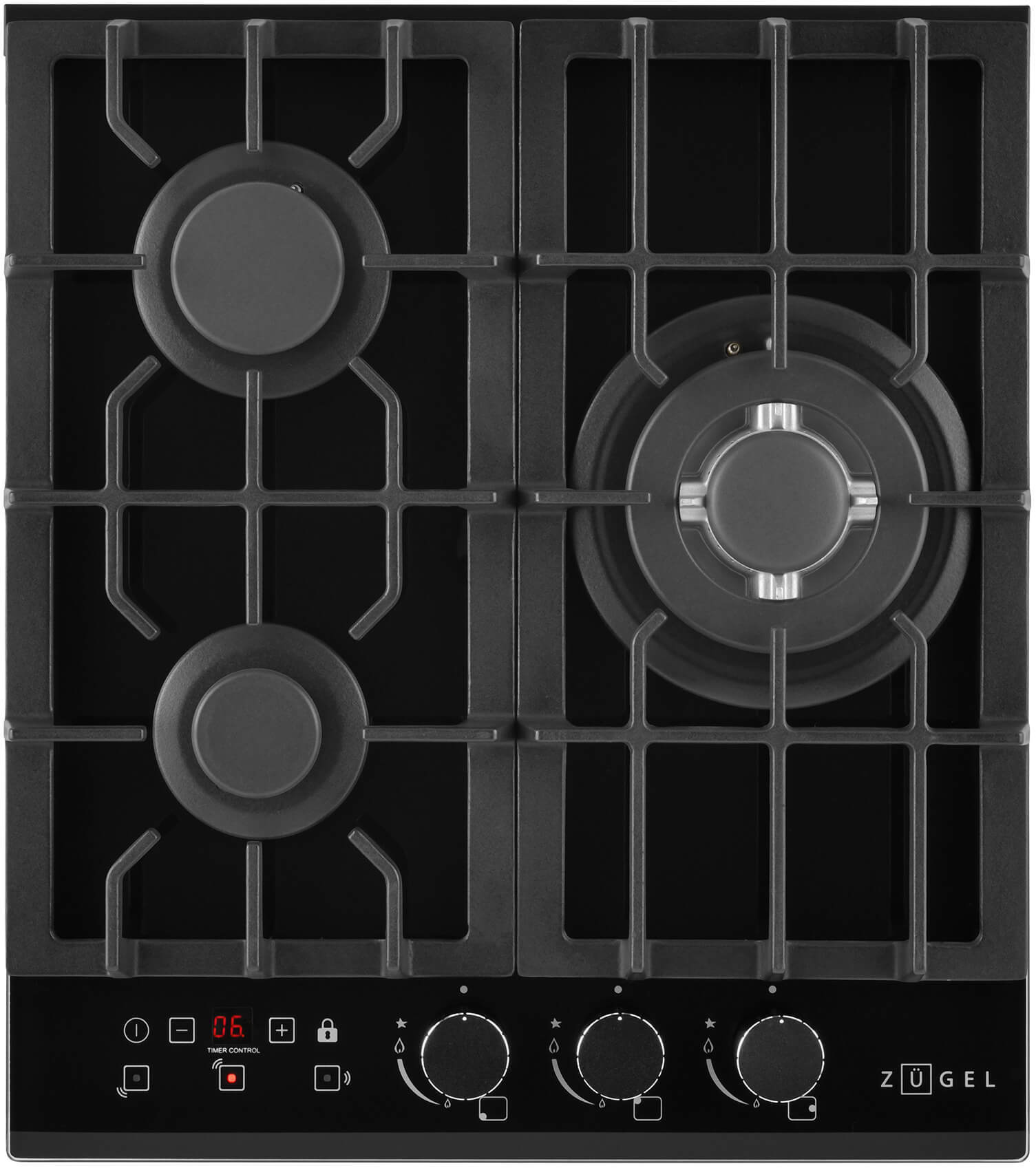 Изображение товара Газовая варочная панель Zugel ZGH450X 45 см 3 конфорки цвет Черный