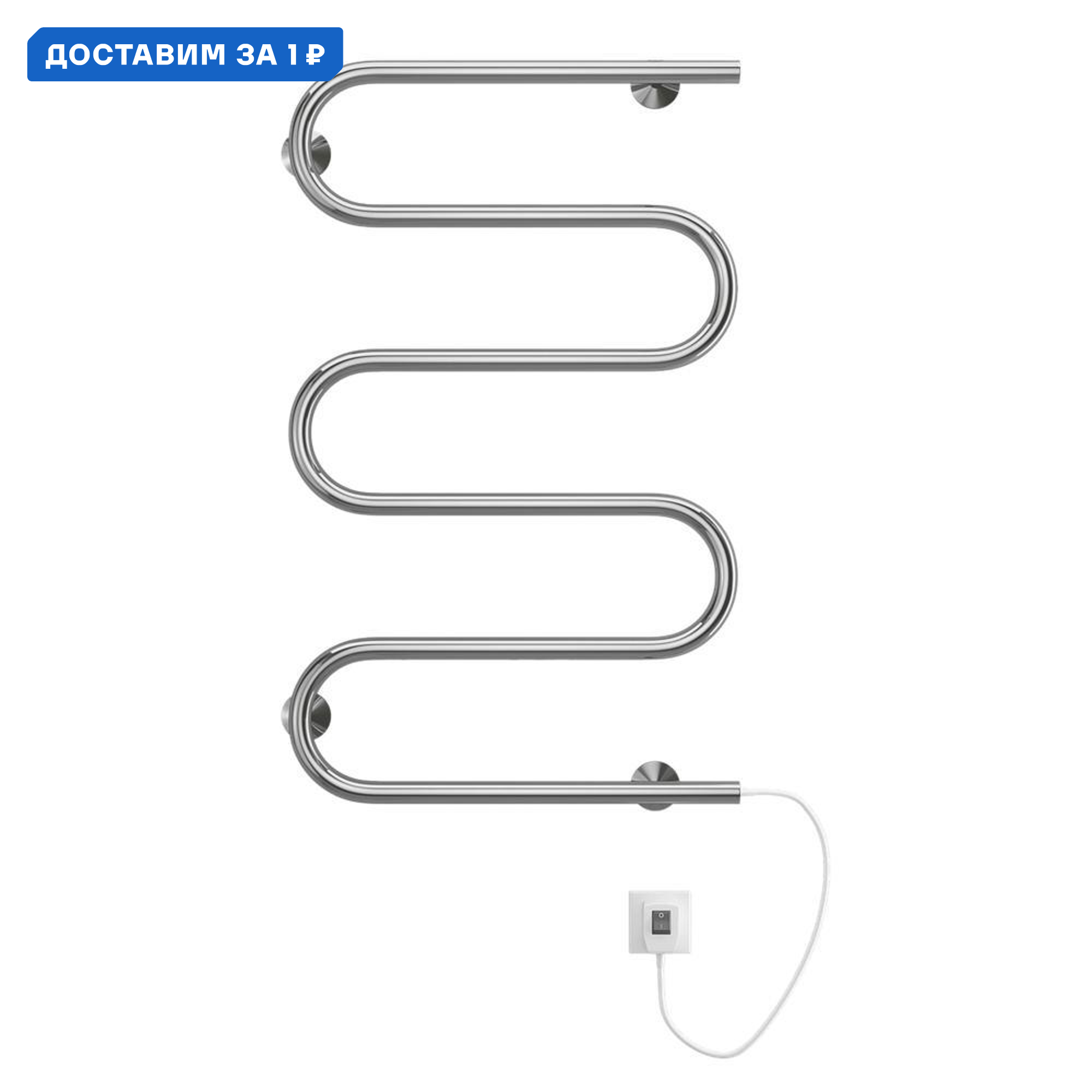 Изображение товара Полотенцесушитель электрический Terminus 500x825 мм 95 Вт E-образный цвет хром