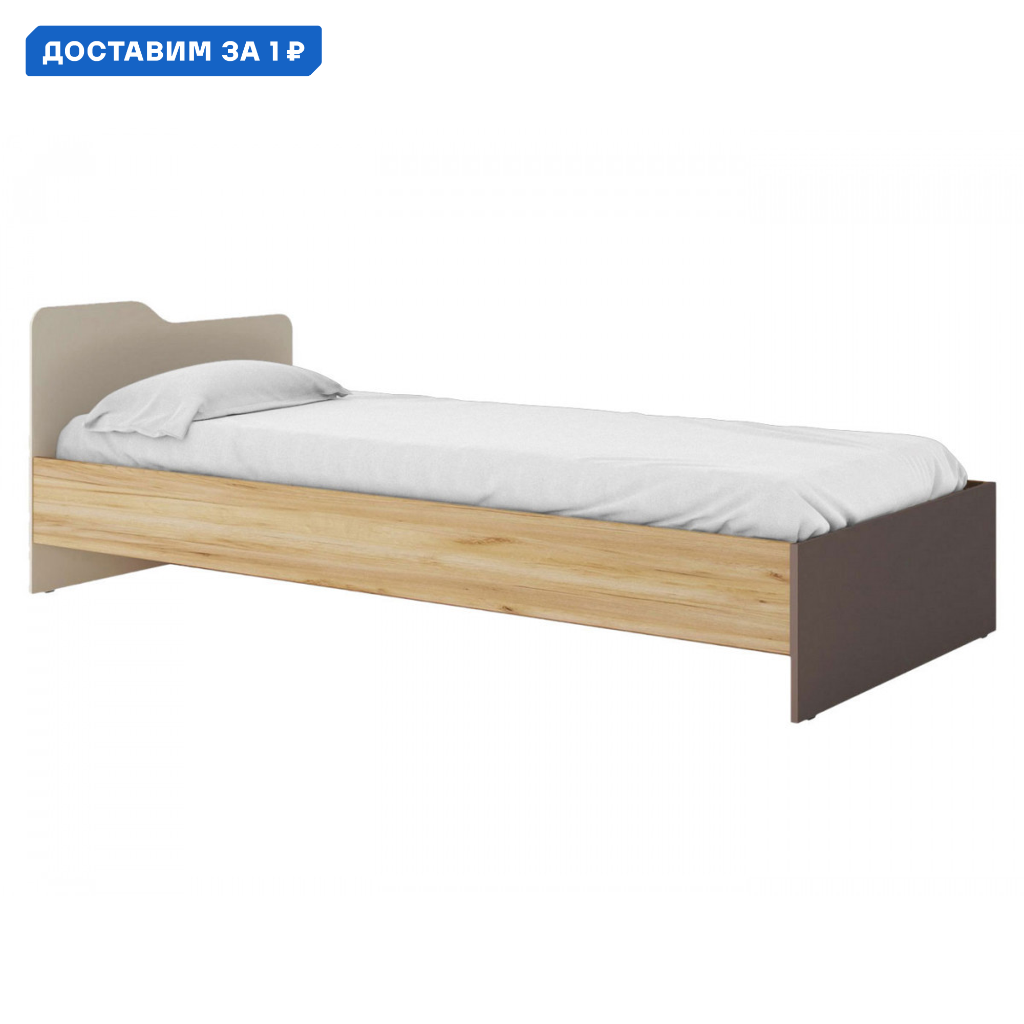 Изображение товара Кровать Мк стиль Рич 94 x 68 x 203.2 см ЛДСП цвет дуб крафт золотой/миндаль/глиняный серый