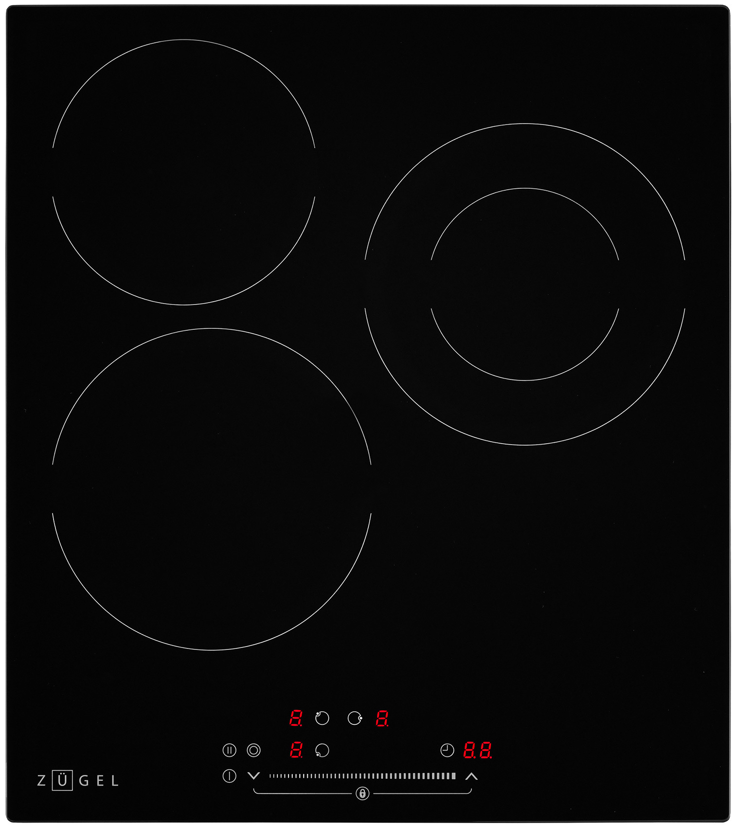 Изображение товара Электрическая варочная панель Zugel ZEH452B 45 см 3 конфорки сенсорное управление