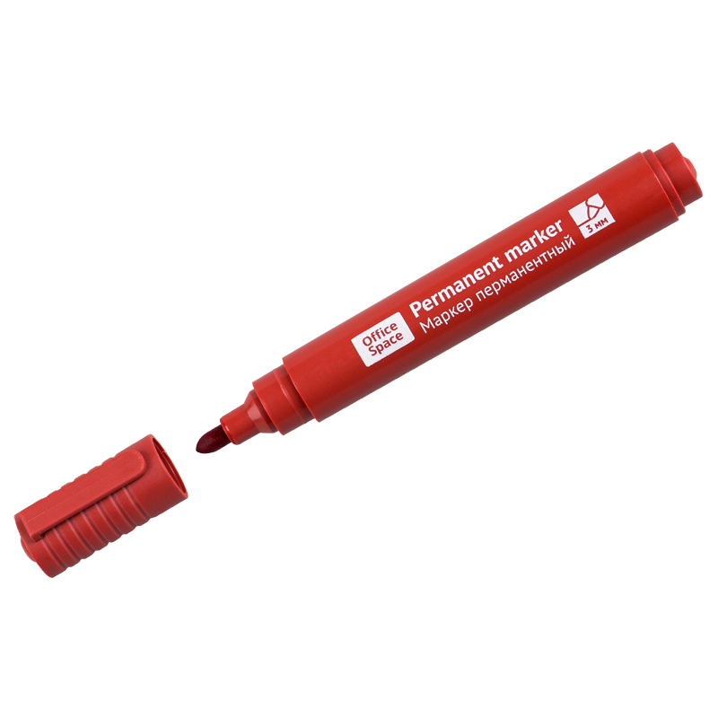 Изображение товара Маркер перманентный Office Space красный 3 мм