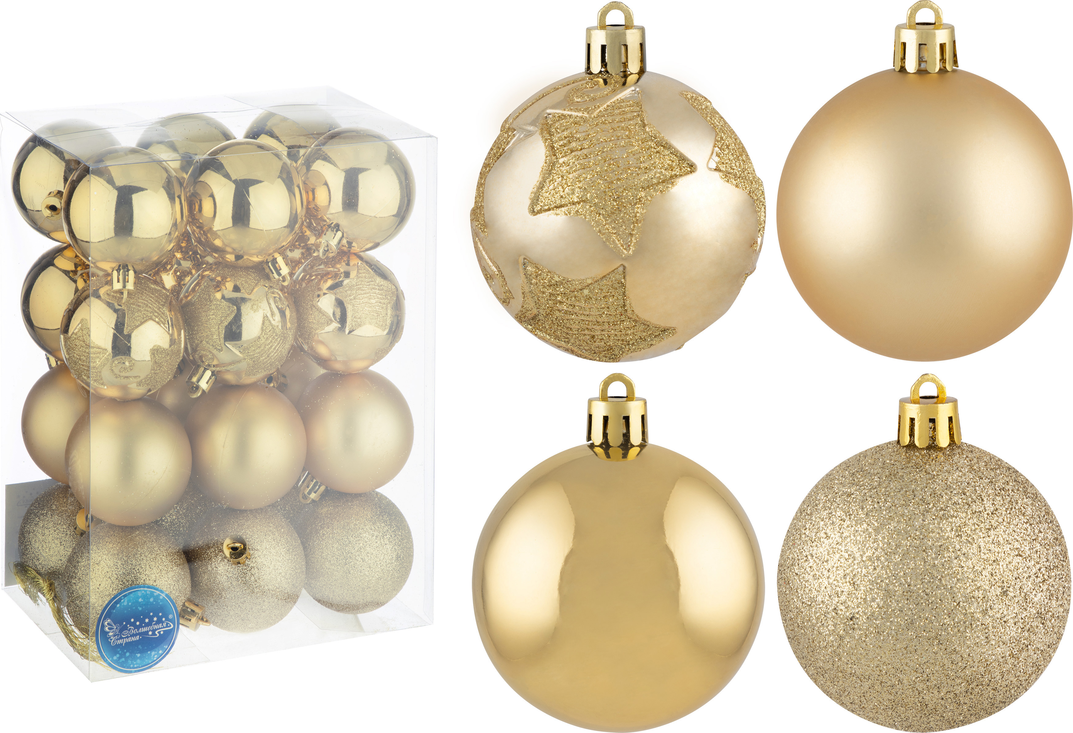 Изображение товара Набор елочных шаров Волшебная страна 24 шт 6 см пластик разноцветный