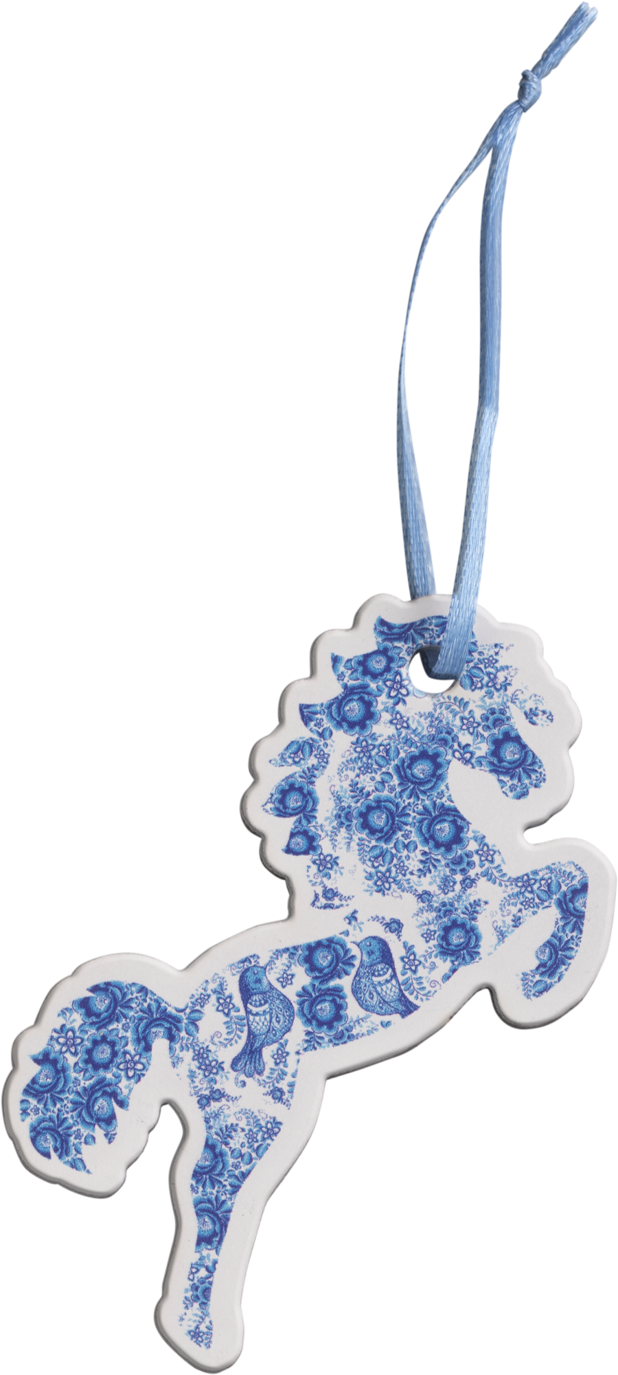 Изображение товара Елочная игрушка Домашняя кухня Лошадка из дерева 8.6x6.4 см синий