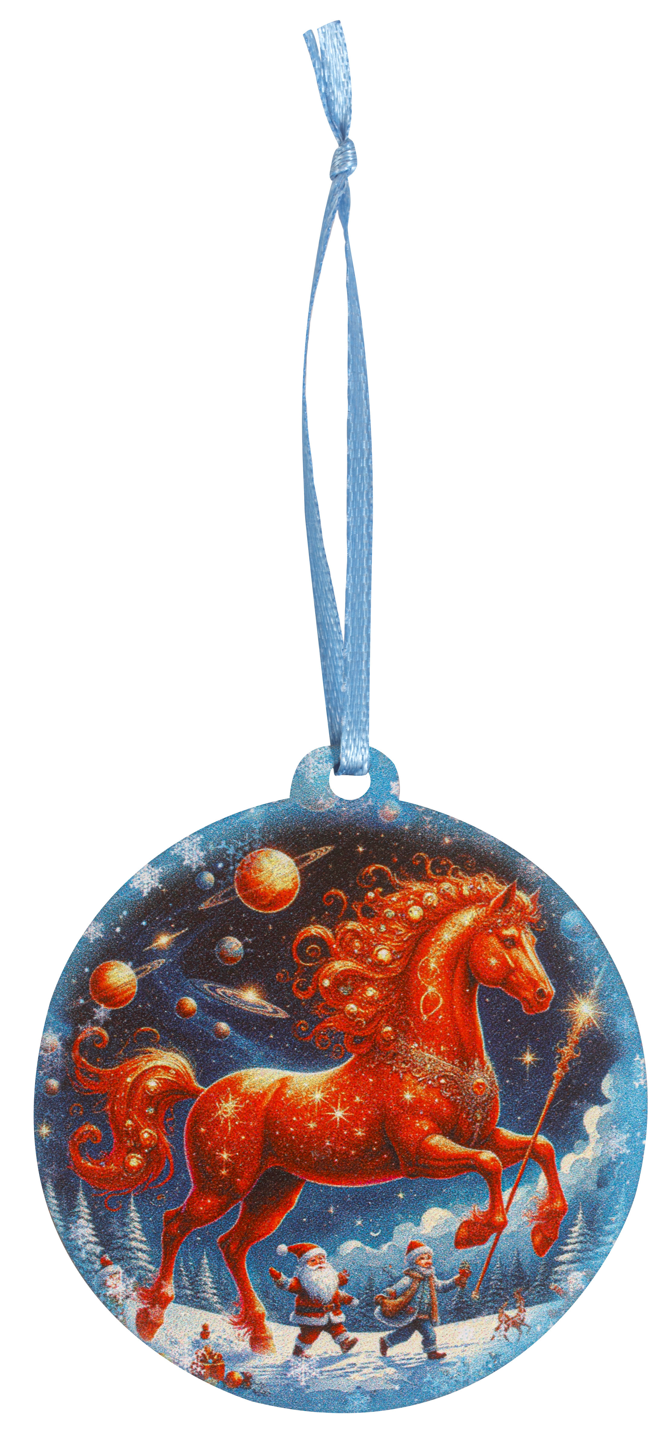 Изображение товара Елочная игрушка Домашняя кухня Лошадь номер 2 дерево 6.8x6.4 см красная российская елочная игрушка