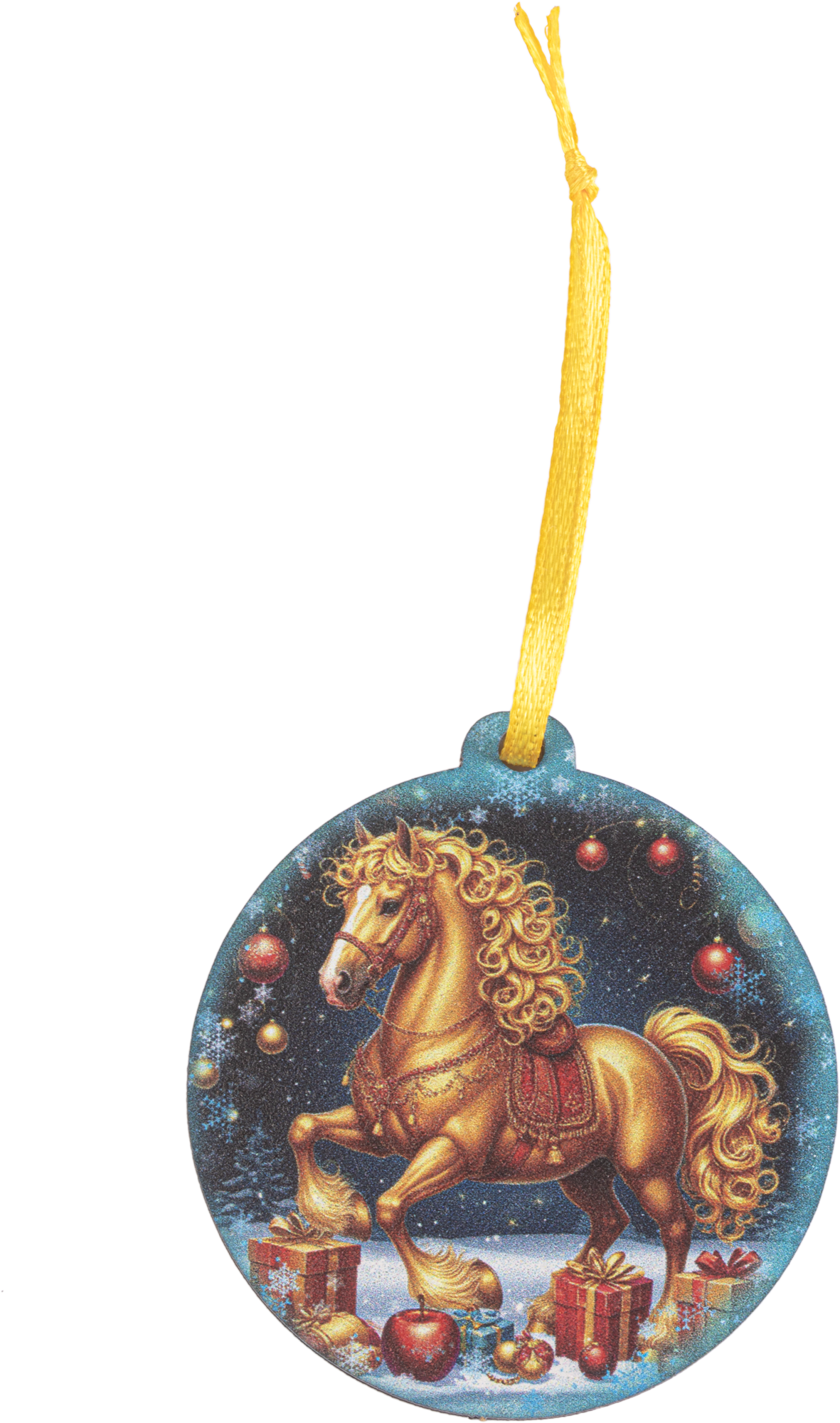 Изображение товара Елочная игрушка Домашняя кухня «Лошадка космическая», 6.8x6.4 см, дерево, цвет золотой