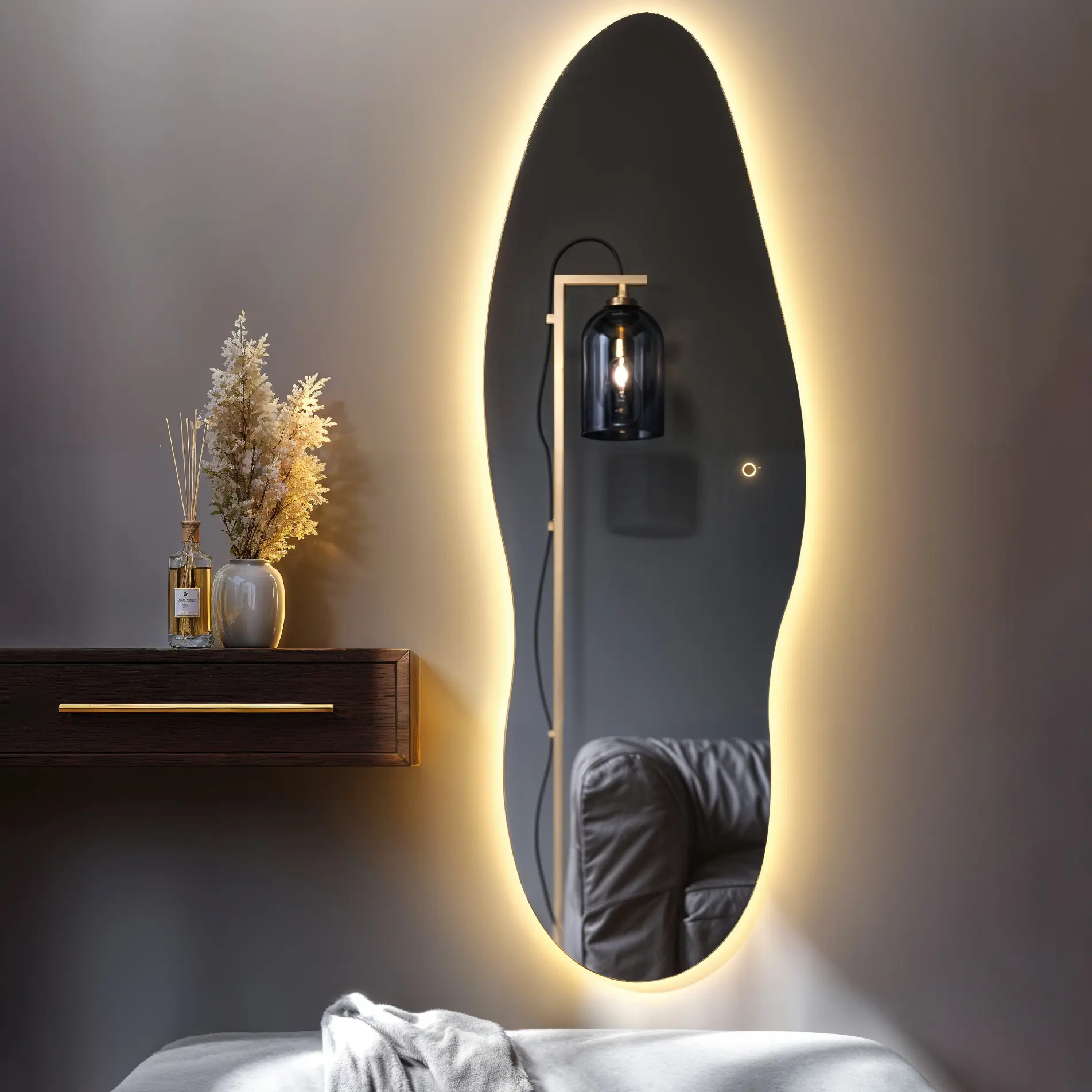 Интерьерное зеркало Bio фигурное 40x120 см пластик цвет серый