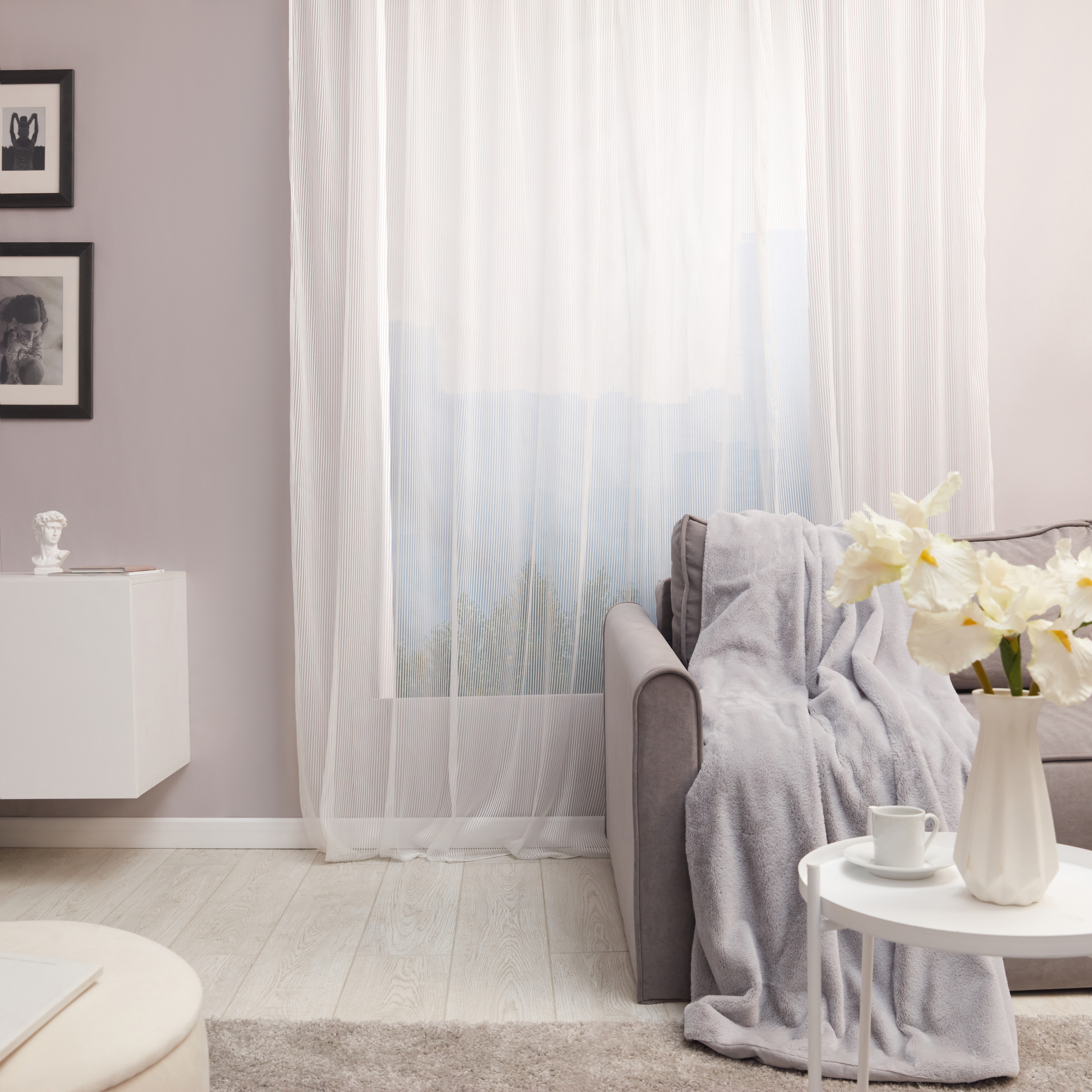 Изображение товара Тюль на ленте Вита 300x280 см кремовый, гладкий, из полиэстера