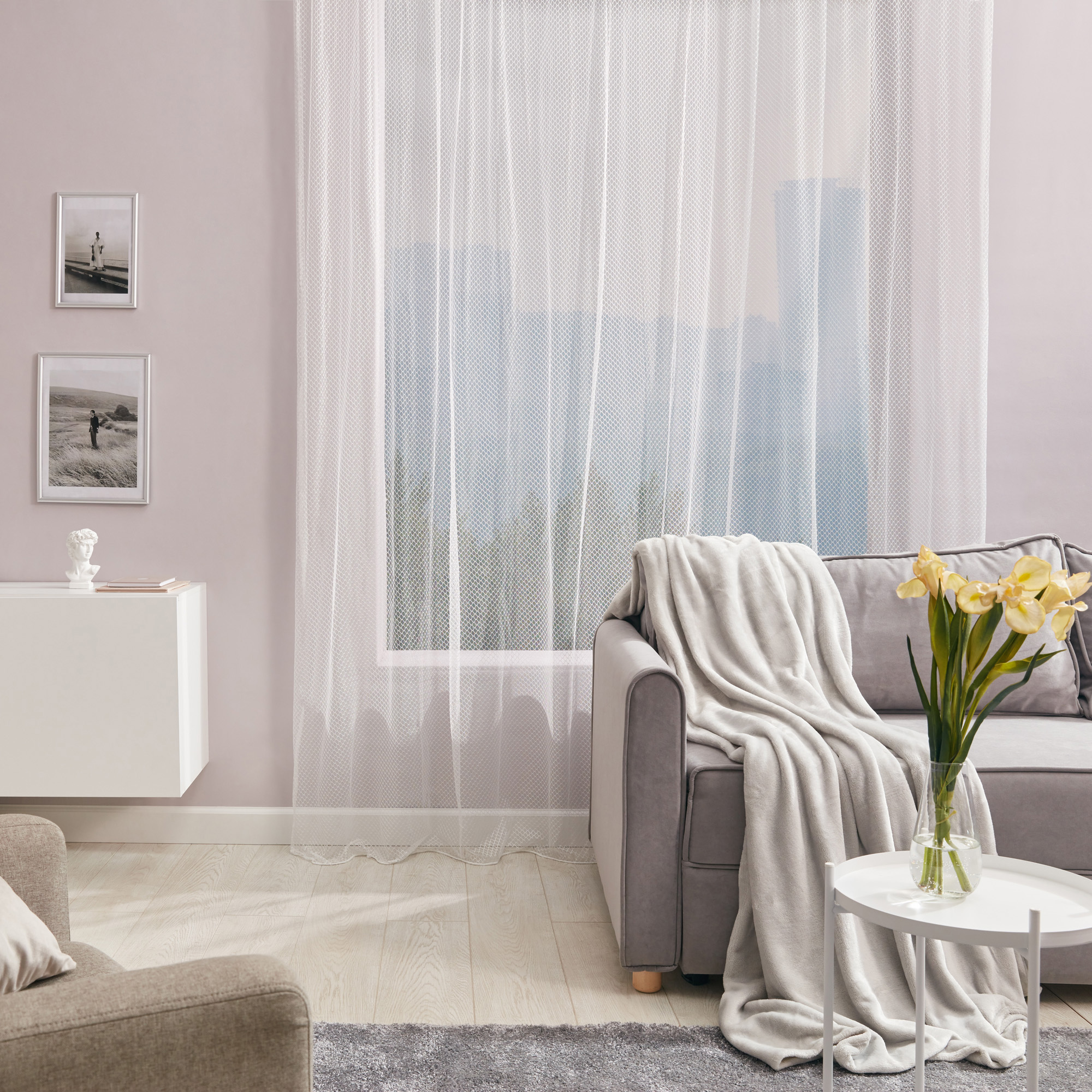 Изображение товара Тюль геометрия Leopar 300x280 см молочный современный стиль