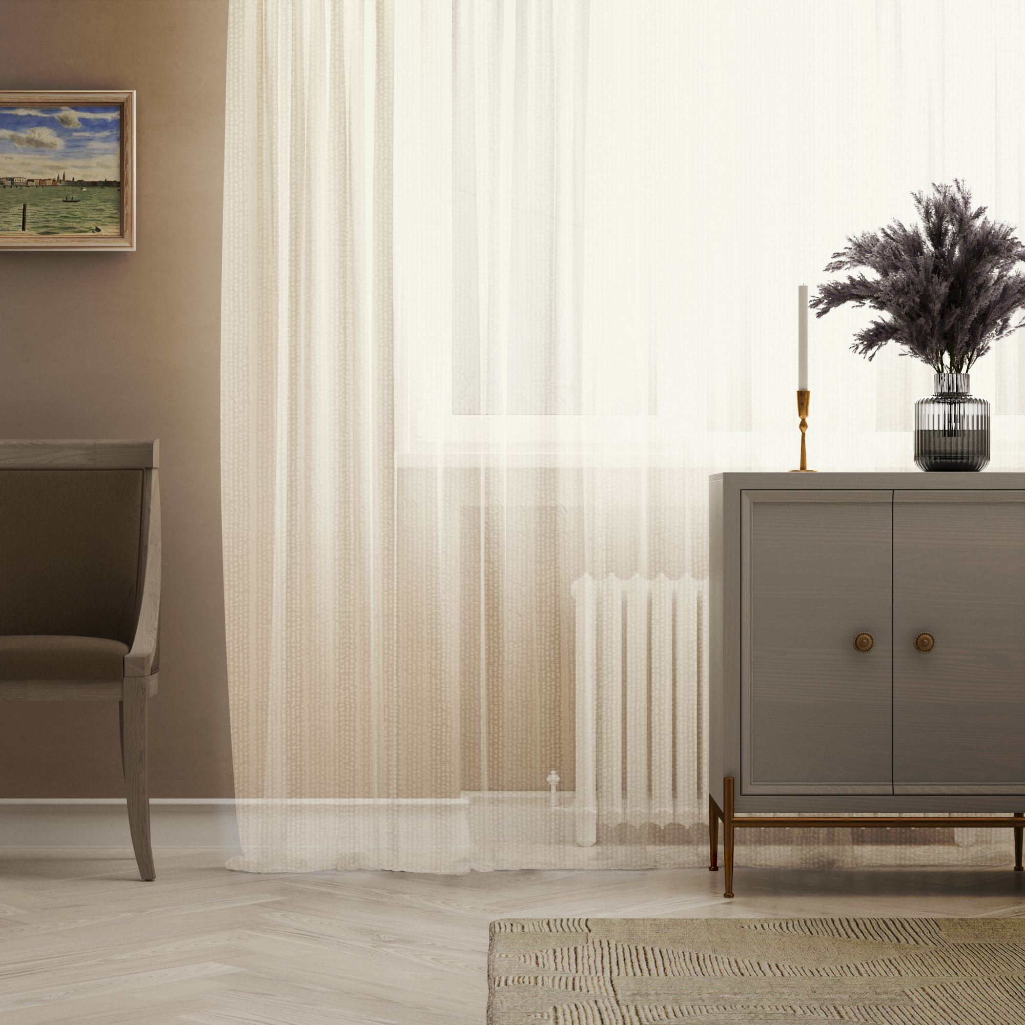 Изображение товара Тюль на ленте MIAMOZA 300x280 см молочный легкий и прозрачный для интерьера