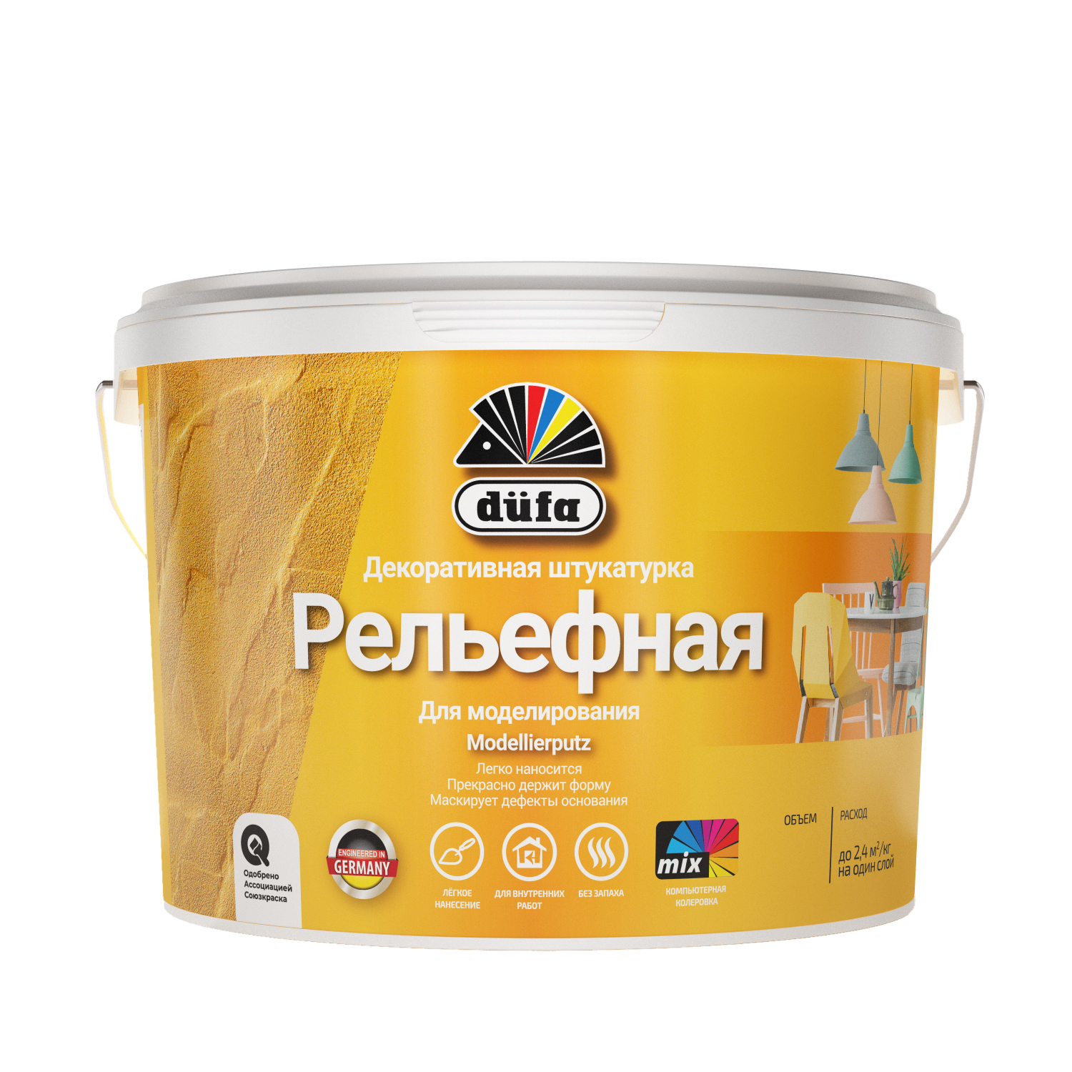 Изображение товара Декоративная структурная штукатурка Dufa Modellierputz 6 кг белая для внутренней и наружной отделки