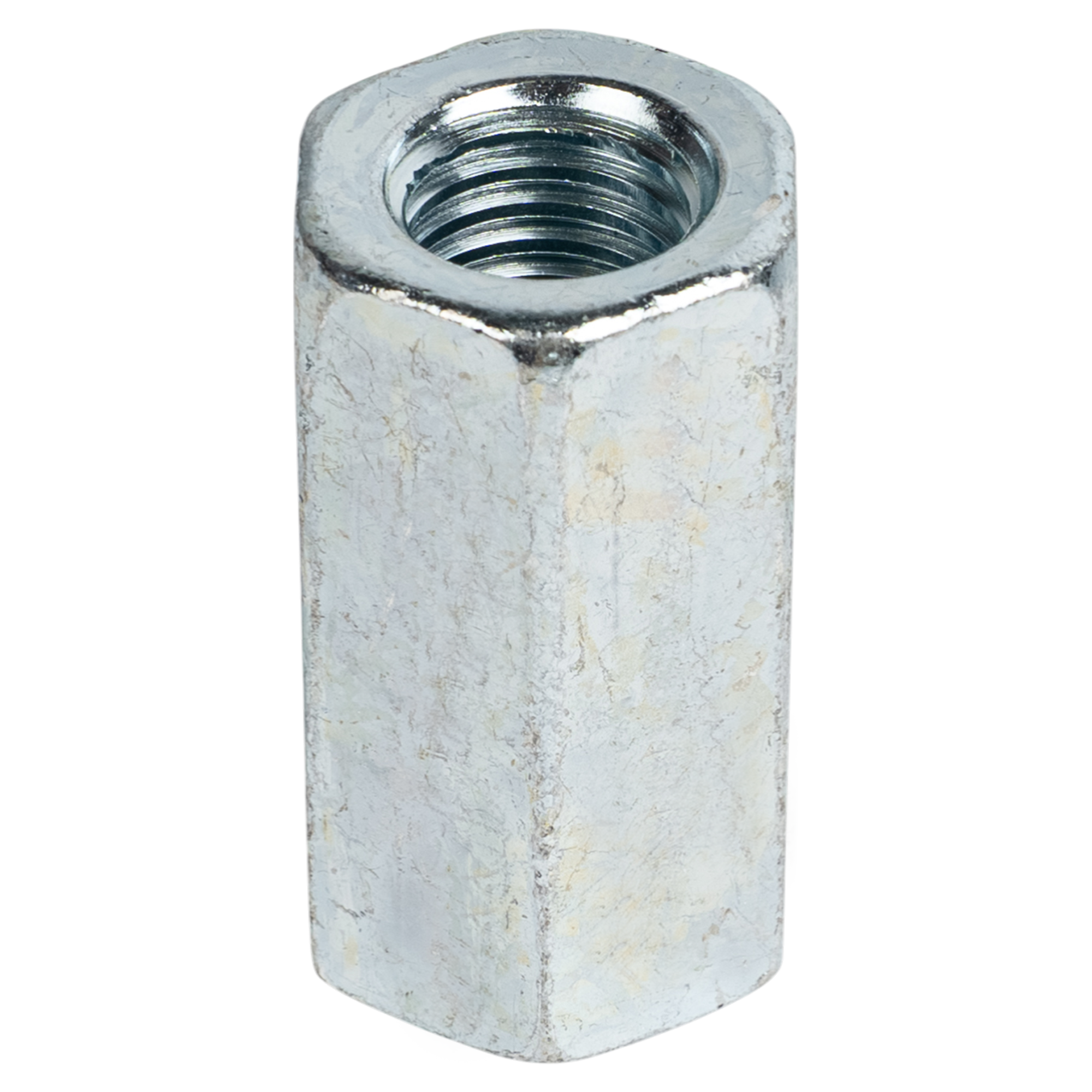 Гайка переходная удлиненная шестигранная М14 DIN 6334 сталь оцинкованная
