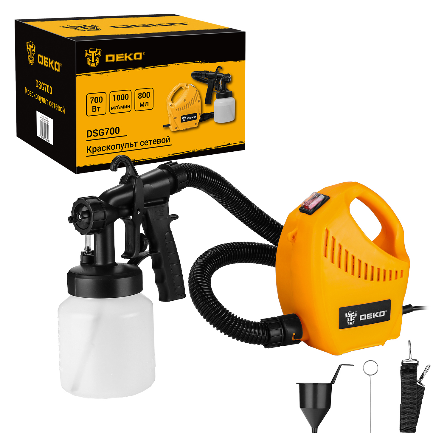 Изображение товара Краскопульт сетевой Deko DSG700, 700 Вт, 1 л/мин