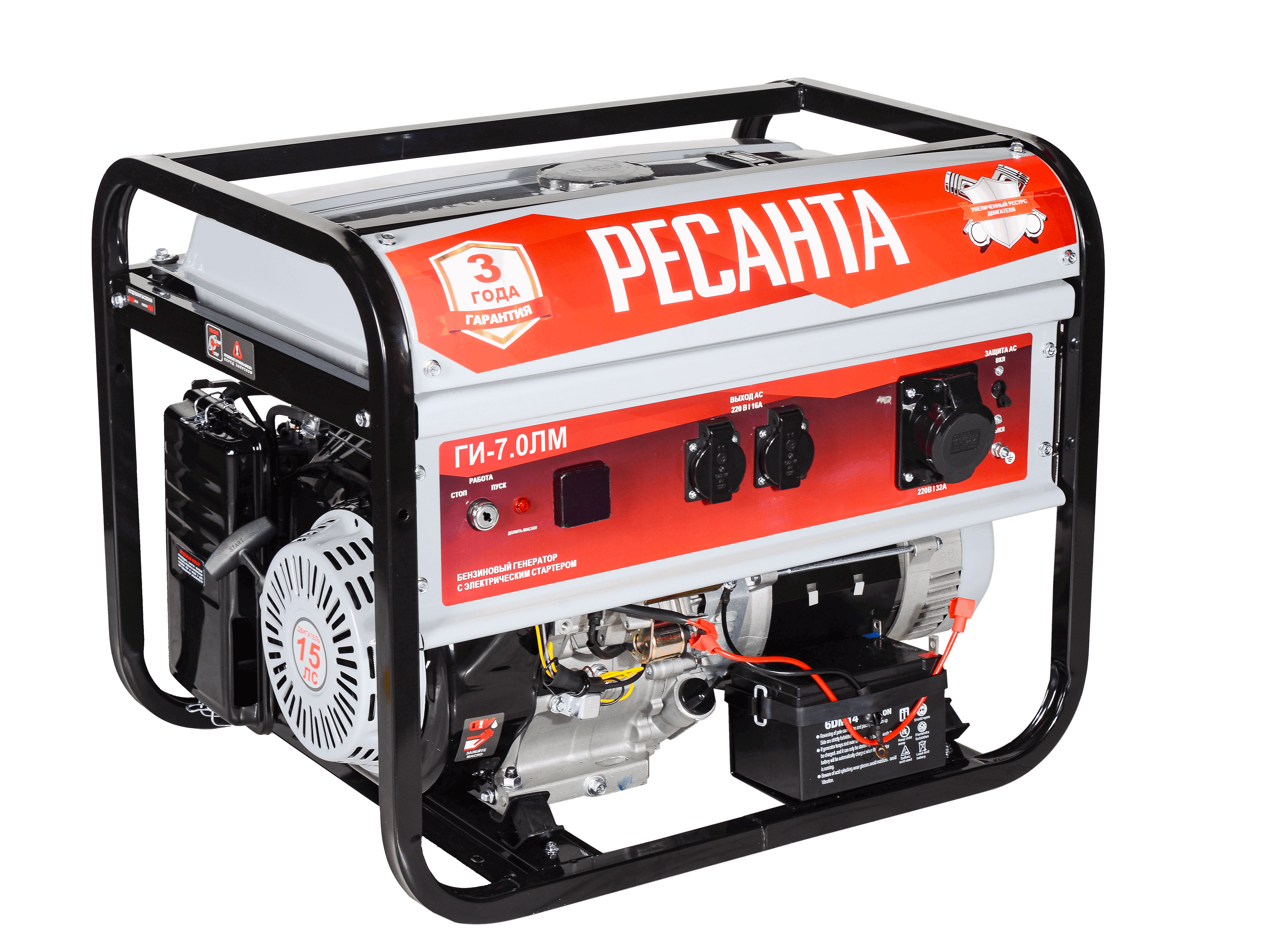Изображение товара Генератор бензиновый Ресанта БГ-7.0, мощность 7 кВт