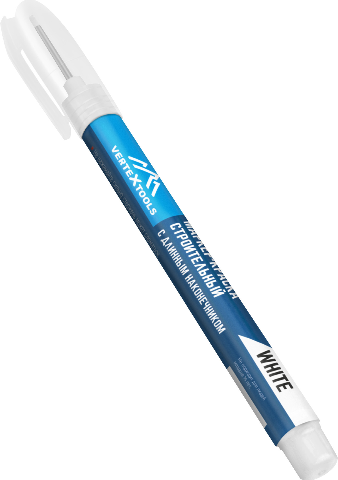 Изображение товара Маркер-краска Vertextools 0021-01 белый 1-3 мм профессиональный для металла дерева стекла