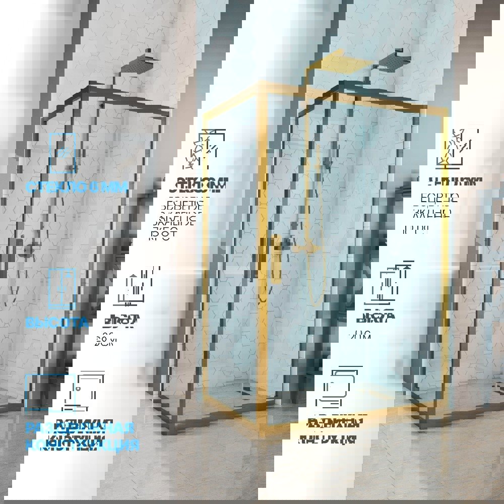 Изображение товара Душевой уголок Gutewetter GWMPKB019R 100x120 см с бронзовой фурнитурой и прозрачным стеклом