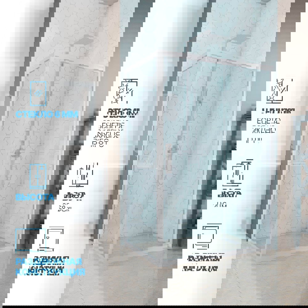 Изображение товара Душевой уголок Gutewetter GWMPKB019R 80x90x200 см белый матовый, стекло 6 мм