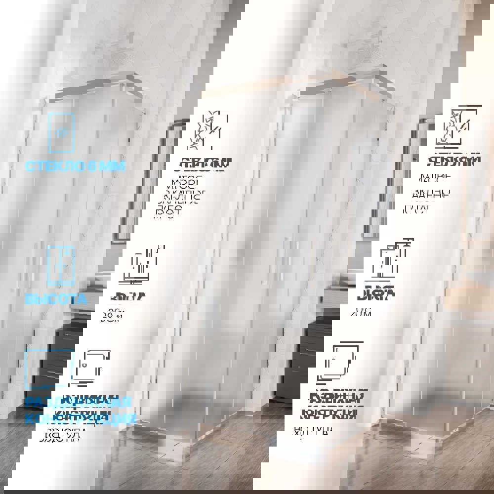 Изображение товара Душевая ширма Gutewetter GWMPKB019SC 85x85x200 см с матовым стеклом Изображение товара Душевая ширма Gutewetter GWMPKB019SC 85x85x200 см с матовым стеклом