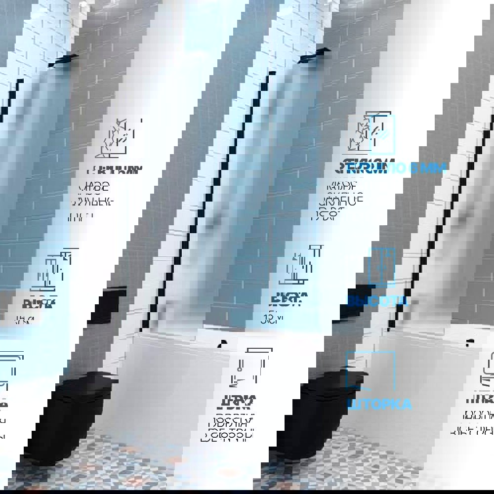 Изображение товара Шторка на ванну Gutewetter GWMPKB020P601 Распашная 50x150 черный матовый