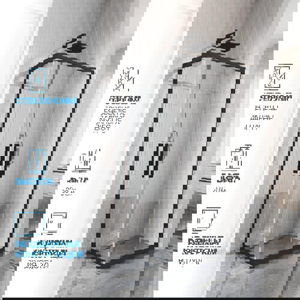 Изображение товара Душевой уголок Gutewetter GWMPKB019RC 120x105x200 см с черным матовым профилем