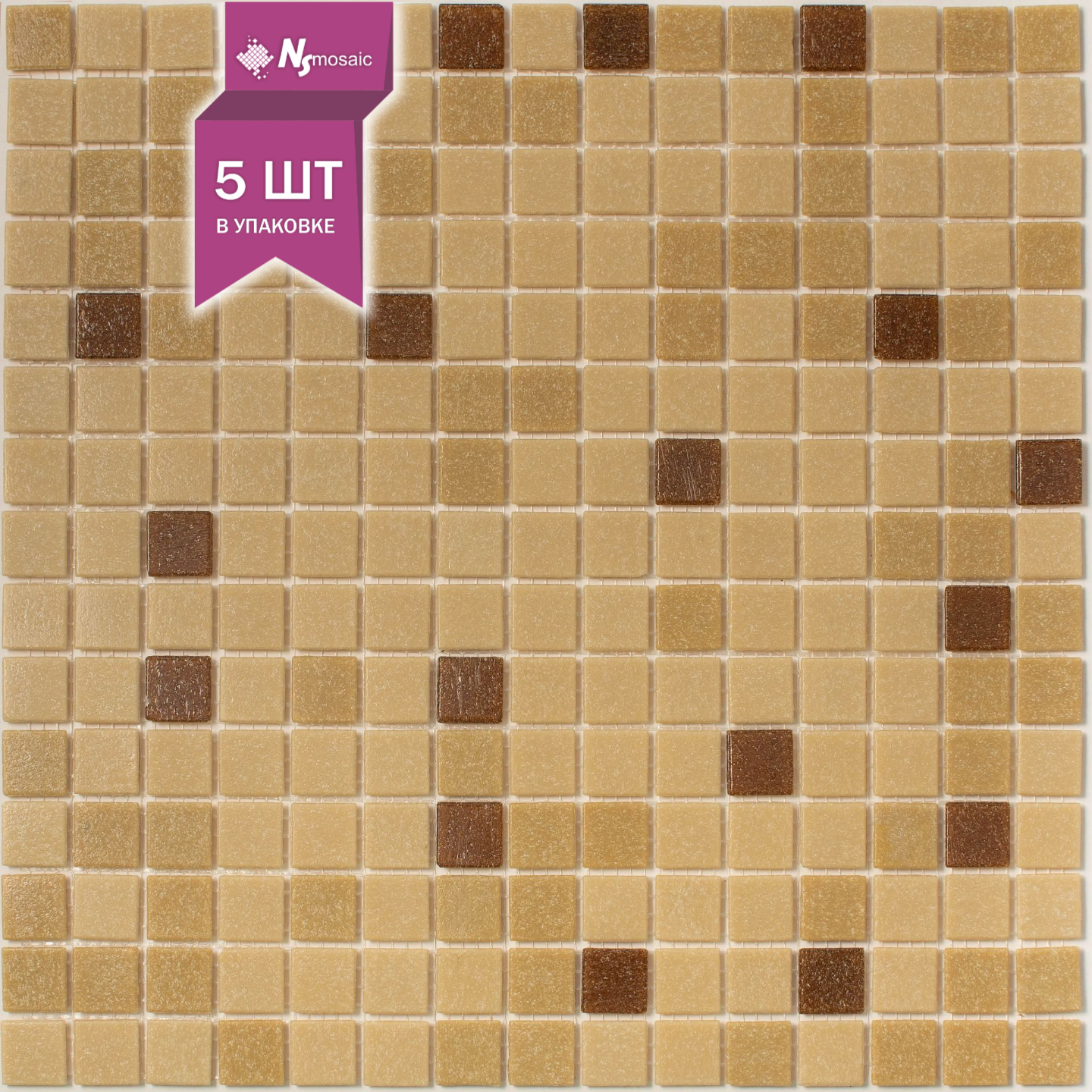 Изображение товара Декоративная мозаика Nsmosaic mix3(бумага) NS00GS0048nsk 32.7x32.7см цвет коричневый