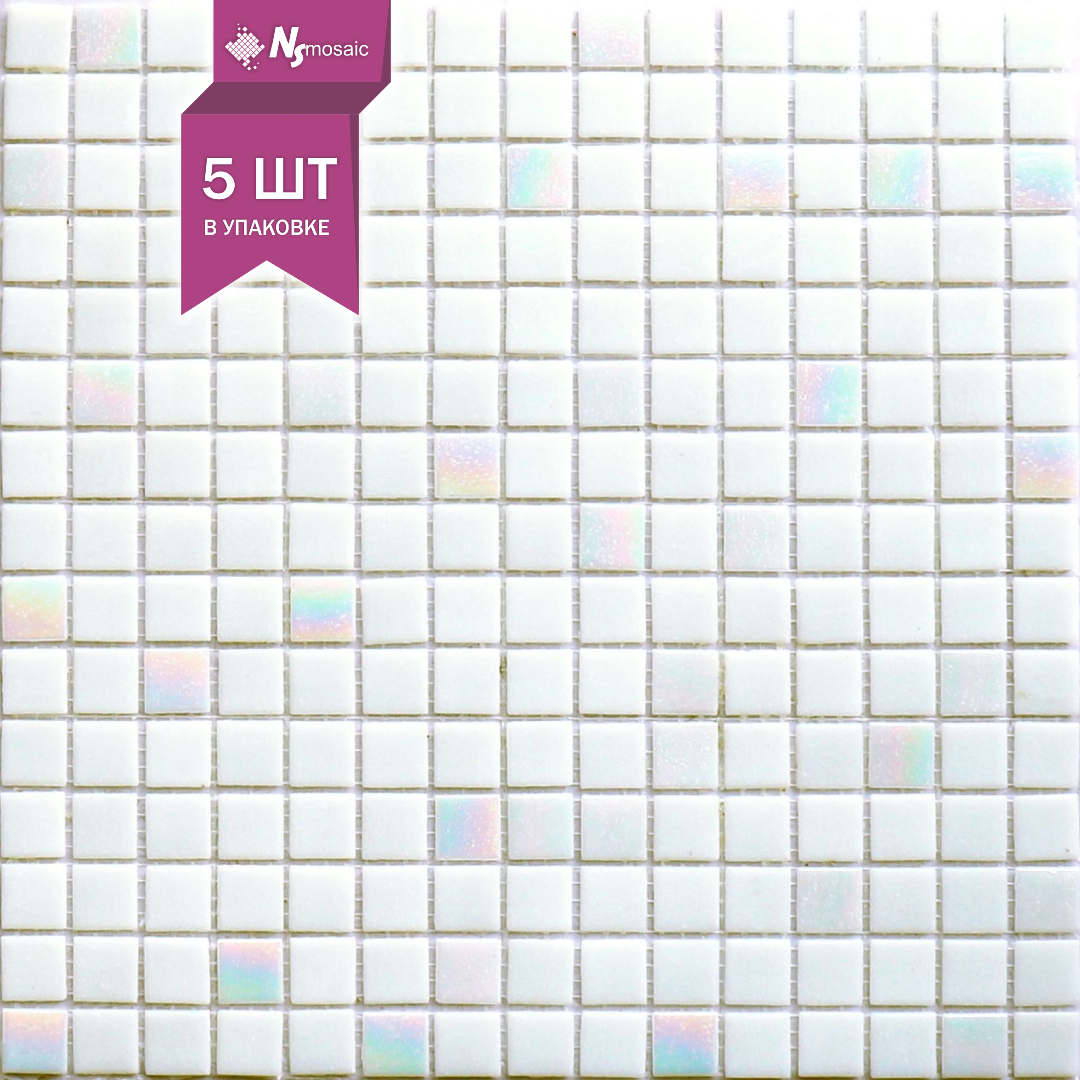 Изображение товара Декоративная стеклянная мозаика NSMOSAIC Mix23 бежевый глянцевый 32.7x32.7 см для интерьера и фасад