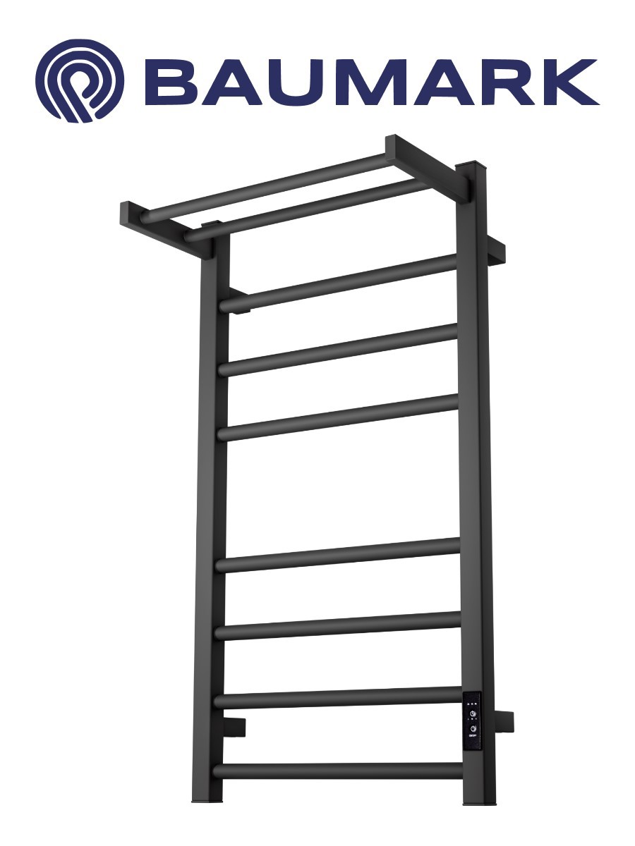 Изображение товара Электрический полотенцесушитель Baumark BM11085GR 500x800 мм 100 Вт с терморегулятором и полкой