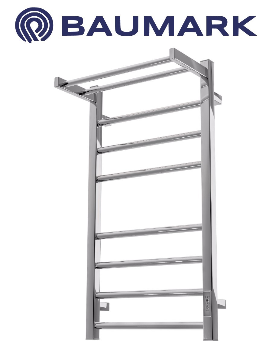 Изображение товара Полотенцесушитель электрический Baumark Venice 500x800 мм 100 Вт с терморегулятором и полкой лесенка цвет хром