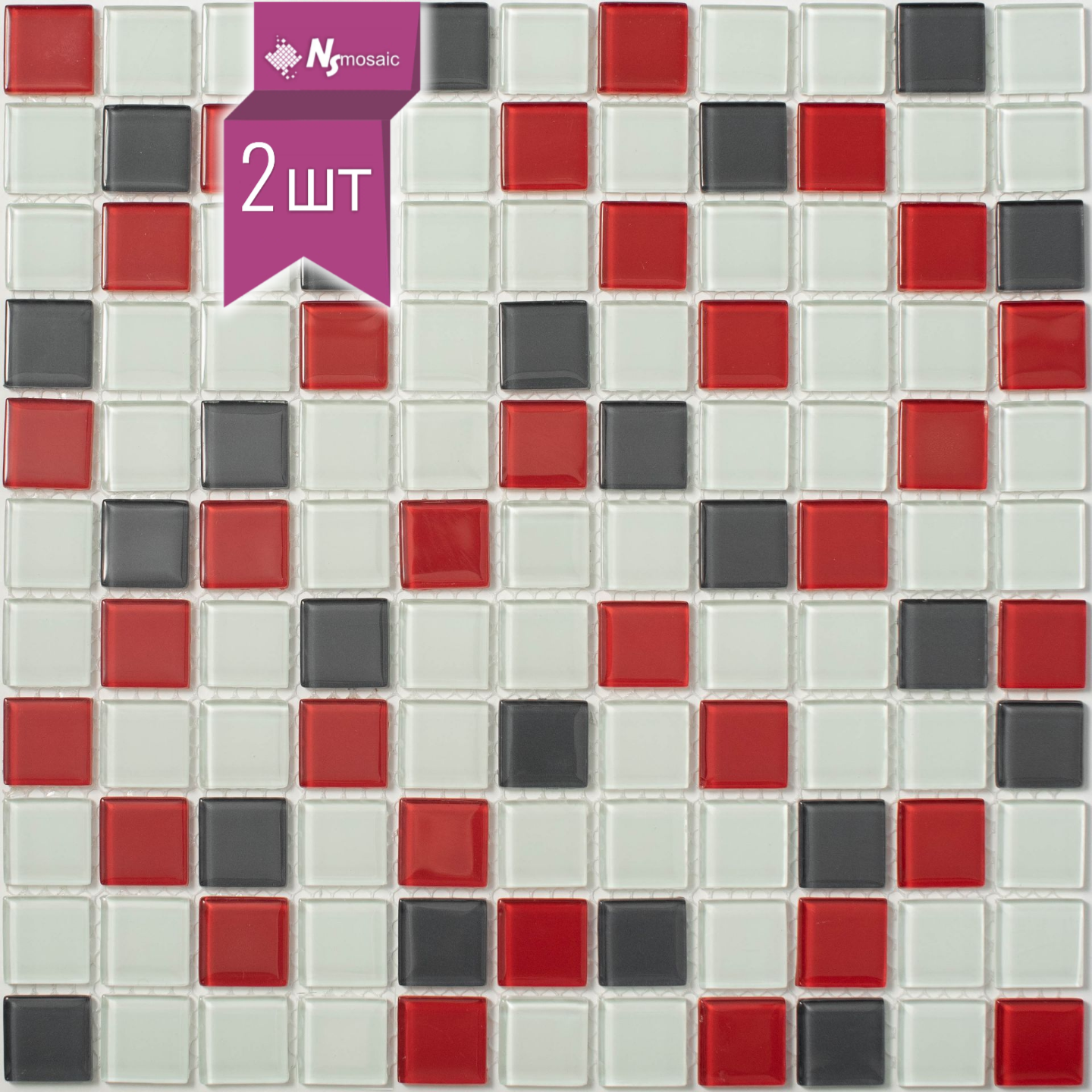 Изображение товара Декоративная стеклянная мозаика 30x30 см разноцветная для стен и пола