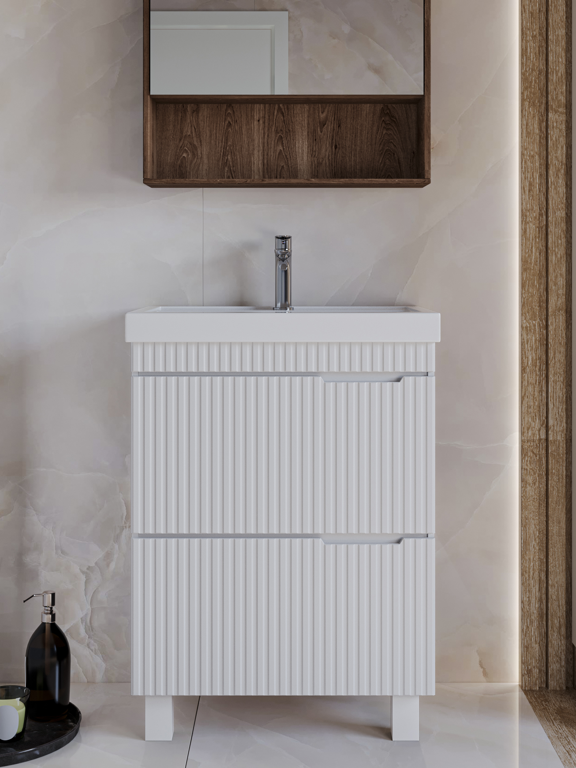 Изображение товара Тумба под раковину Storys Фостер напольная 50 см 2 ящика цвет белый