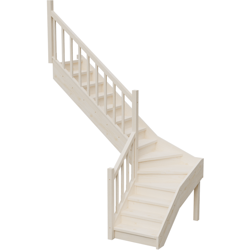 Изображение товара Лестница Stairshop ЛЕС-ГЛШ33 с поворотом налево 14 ступеней, белый каркас, натуральные ступени Изображение товара Лестница Stairshop ЛЕС-ГЛШ33 с поворотом налево 14 ступеней, белый каркас, натуральные ступени
