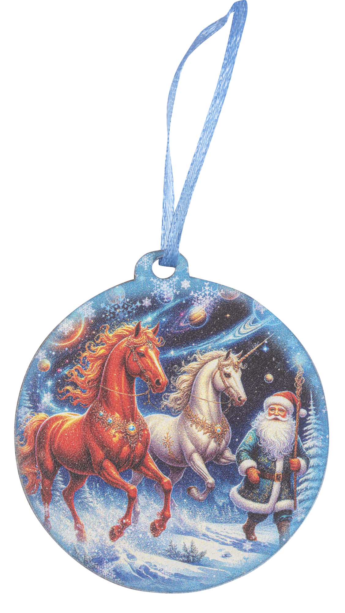 Изображение товара Елочная игрушка Домашняя кухня Лошадка космическая двоица 6.8x6.4 см