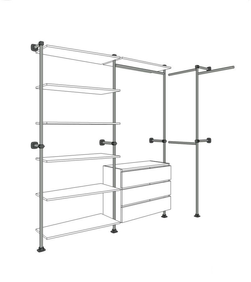 Изображение товара Комплект гардеробной системы Holl system 0-4 110x200x230 см цвет серый