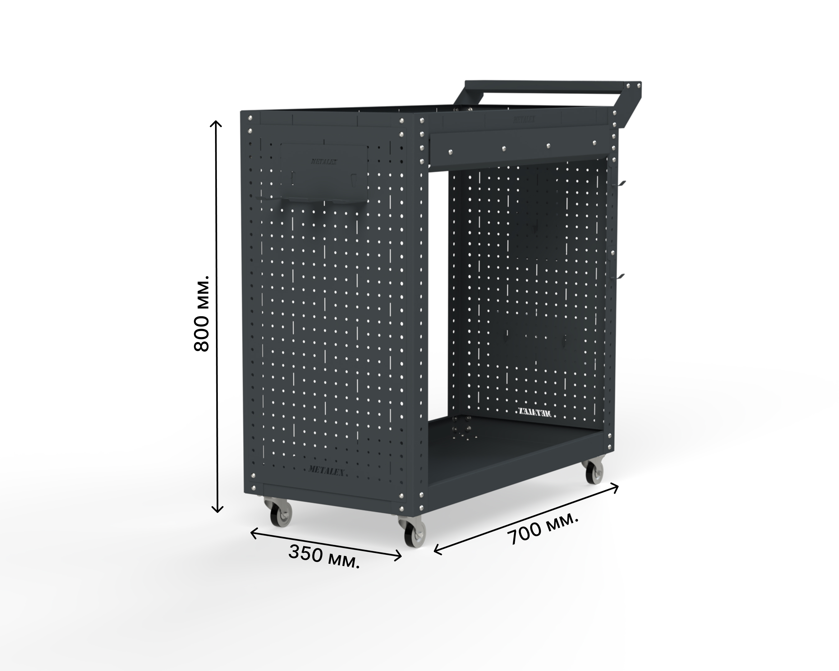 Изображение товара Тележка инструментальная Metalex Тип 2А 700x400x800 мм, серый, Россия